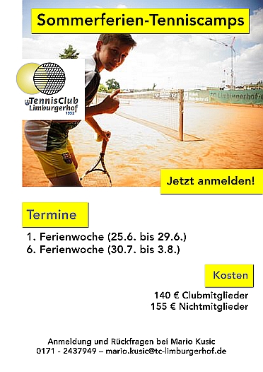 Jetzt noch anmelden für Tenniscamps in den Sommerferien