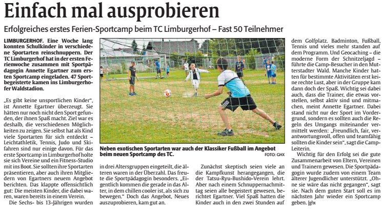 Erfolgreiches erstes Ferien-Sportcamp beim TC Limburgerhof – Fast 50 Teilnehmer
