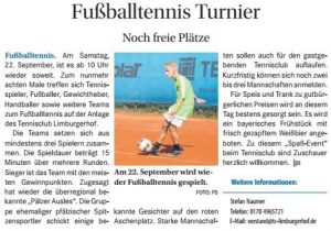 Fußballtennis Turnier beim TC Limburgerhof Fußballtennis Turnier beim TC Limburgerhof