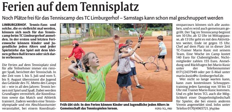 Ferien auf dem Tennisplatz