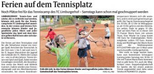 TCL Tenniscamp 2019 - Ferien auf dem Tennisplatz TCL Tenniscamp 2019 - Ferien auf dem Tennisplatz