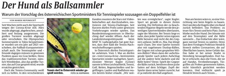 Die passenden Worte zu Tennis in Coronazeiten…..